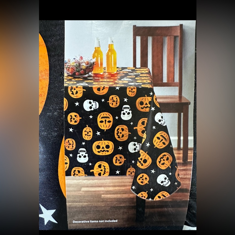 Way To Celebrate Vinyl Tablecloth Halloween Pumpkin Nevermore Rectangle 60x102